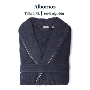 Scalpers albornoz liso con ribete y detalle bordado azul marino talla l-xl