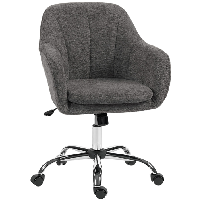 Chaise de bureau design bouclette gris piètement acier chromé