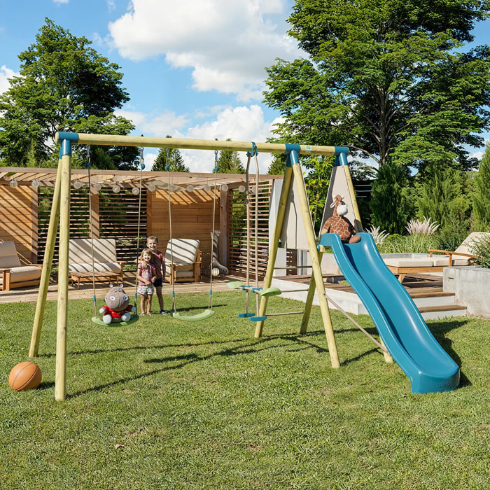 Portique bois 2,30 m Topwood ZAKI - 6 enfants