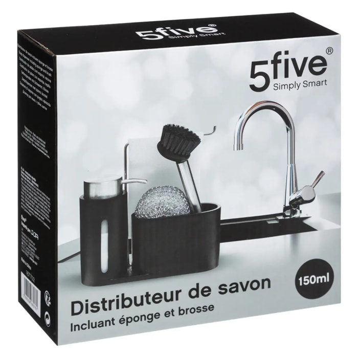 Organiseur évier avec distributeur 150ml Noir