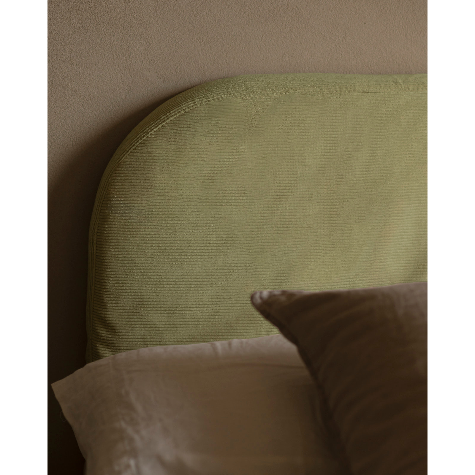 Tête de lit déhoussable en velours côtelé vert citron en différentes tailles
