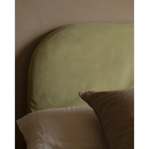 Tête de lit déhoussable en velours côtelé vert citron en différentes tailles
