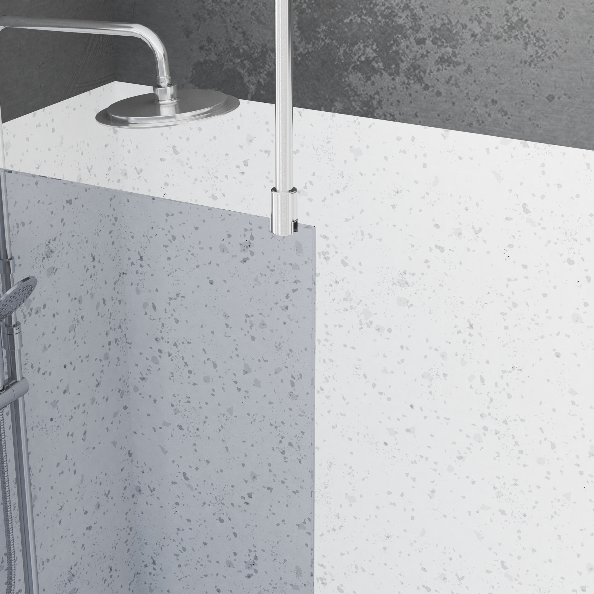Paroi de Douche 80x200cm Verre Fumé - Profilé + Barre Plafond Finition Chrome - FREEDOM 2 SMOKED