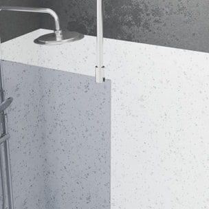 Paroi de Douche 80x200cm Verre Fumé - Profilé + Barre Plafond Finition Chrome - FREEDOM 2 SMOKED