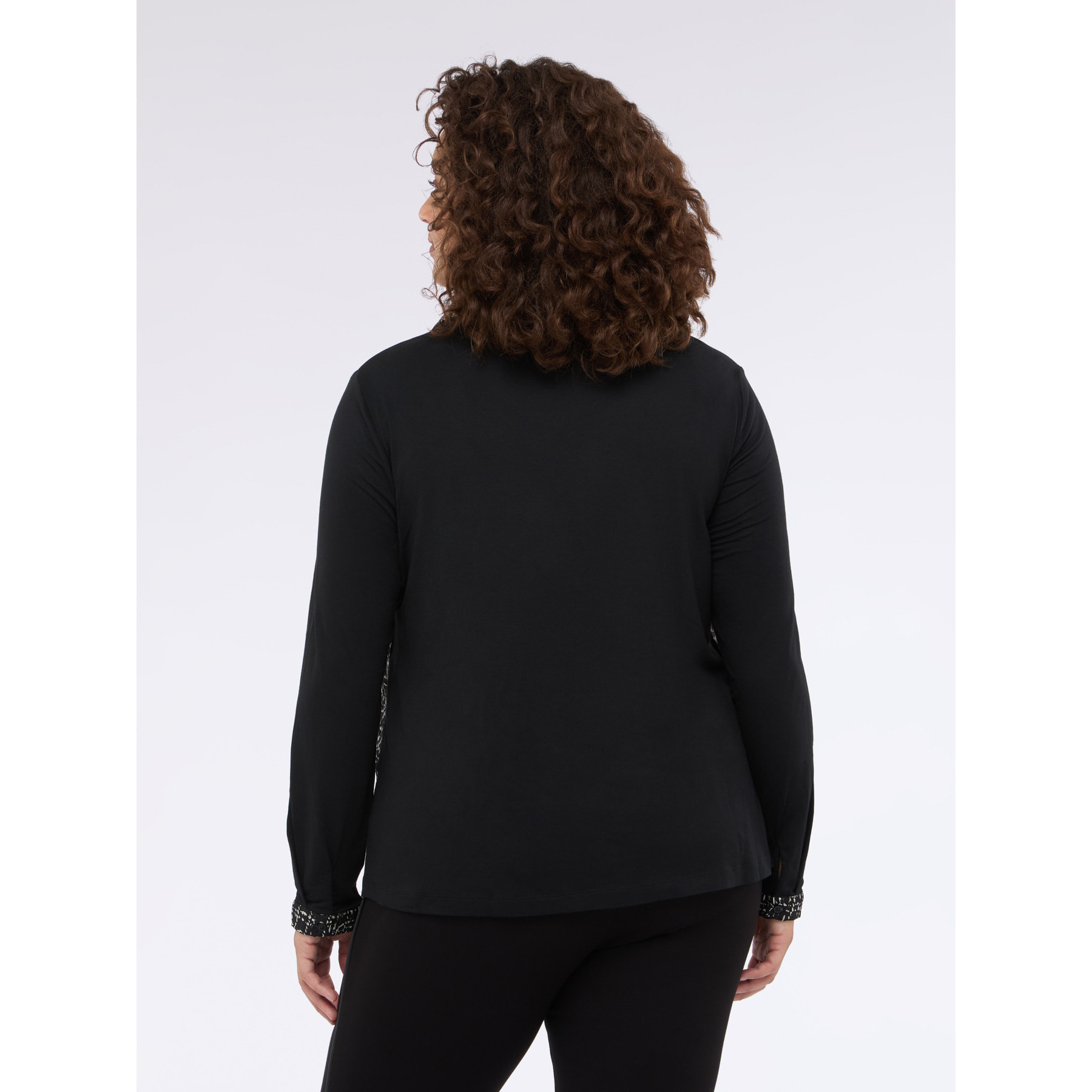 Fiorella Rubino - Camiseta bimatérica con estampado - Negro