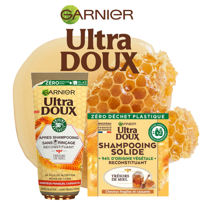 Garnier Ultra Doux Routine éco-gestes Shampooing solide et Après-shampooing sans rinçage