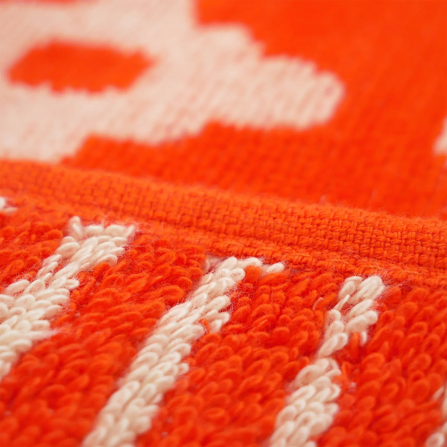 Serviette de plage éponge velours Jacquard Orange 90x170 400g/m² - Oranza