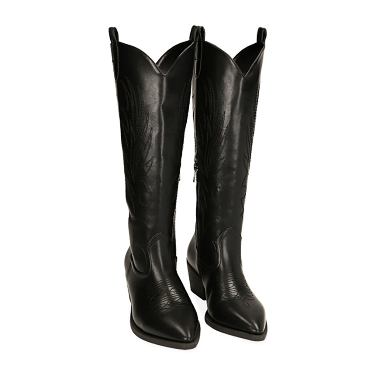 Botas tejanas negras, tacón de 5,5 cm