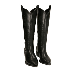 Botas tejanas negras, tacón de 5,5 cm