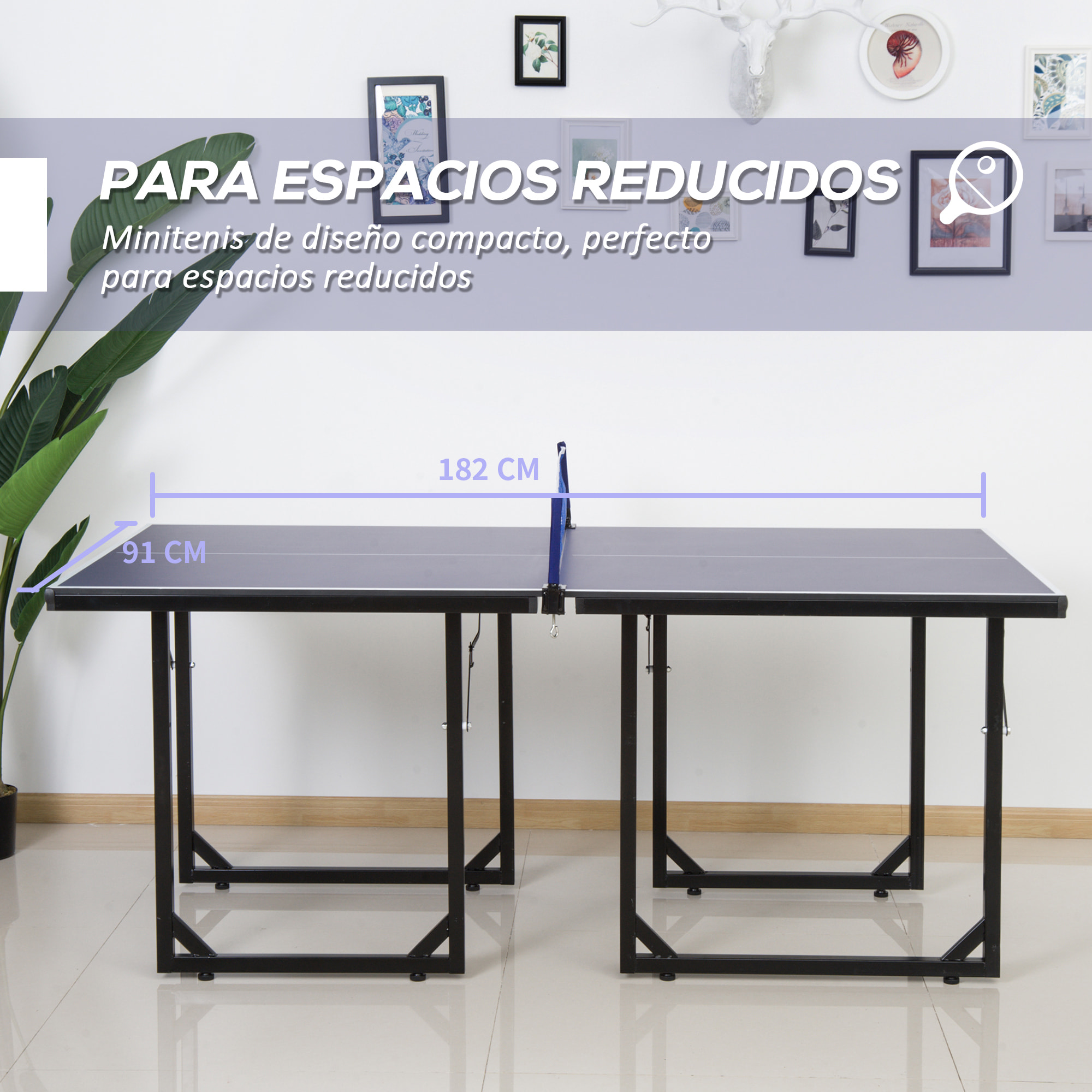 Mesa de Ping-Pong Plegable Mesa de Tenis de Mesa con Red y Marco de Acero para Interior y Exterior 182x91x76 cm Azul