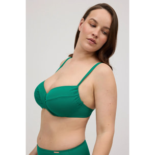 Top bikini riducente in micropiqué verde per coppe C e D