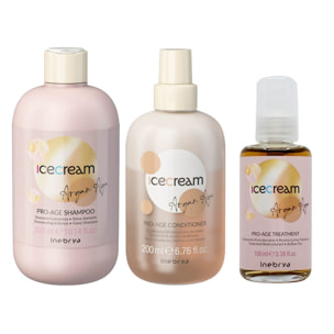 INEBRYA Kit Ice Cream Argan Age Shampoo 300ml + Conditioner 200ml + Treatment Oil 100ml