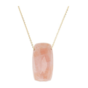 Collana Maglia Brillantina in Argento 925 placcato Oro giallo 18kt con Pendente in Pietra Naturale Quarzo Rosa Sfaccettato