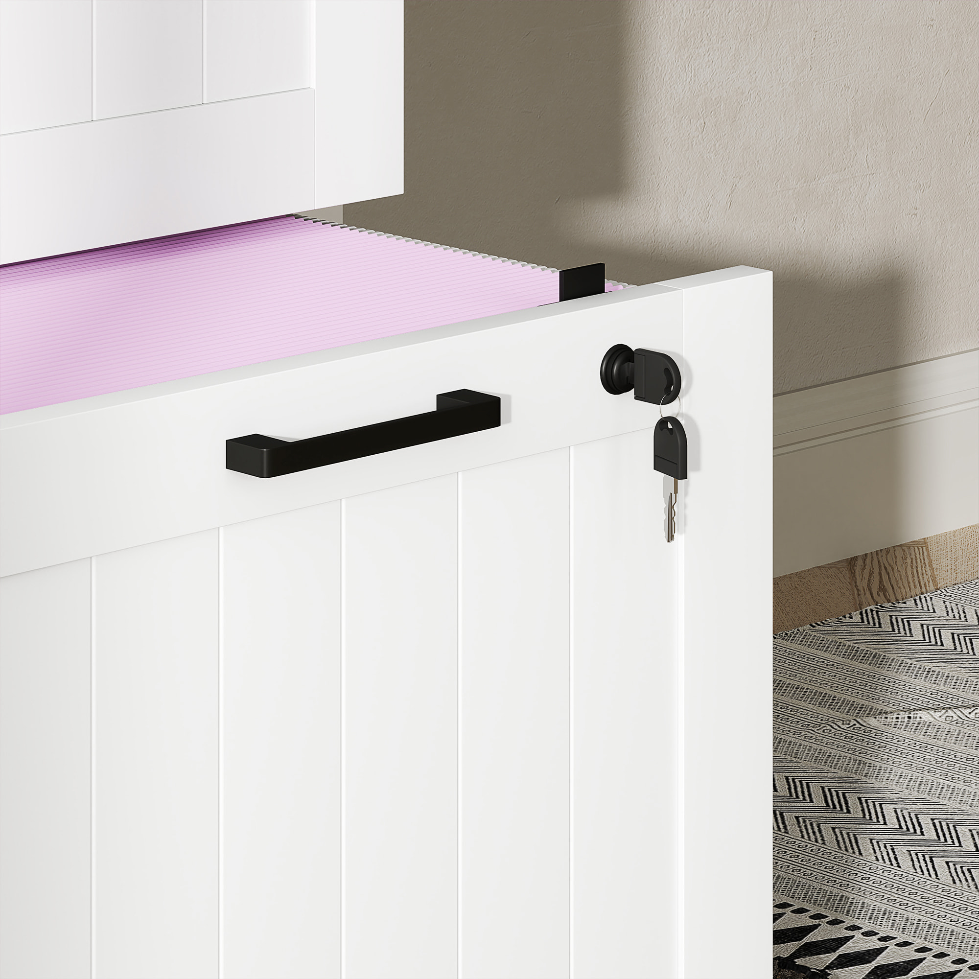 Cajonera de Oficina Mueble Archivador con 3 Cajones Cajonera para Escritorio con Cerraduras Carpetas Suspendidas para A4 y Carta 40x40x101 cm Blanco