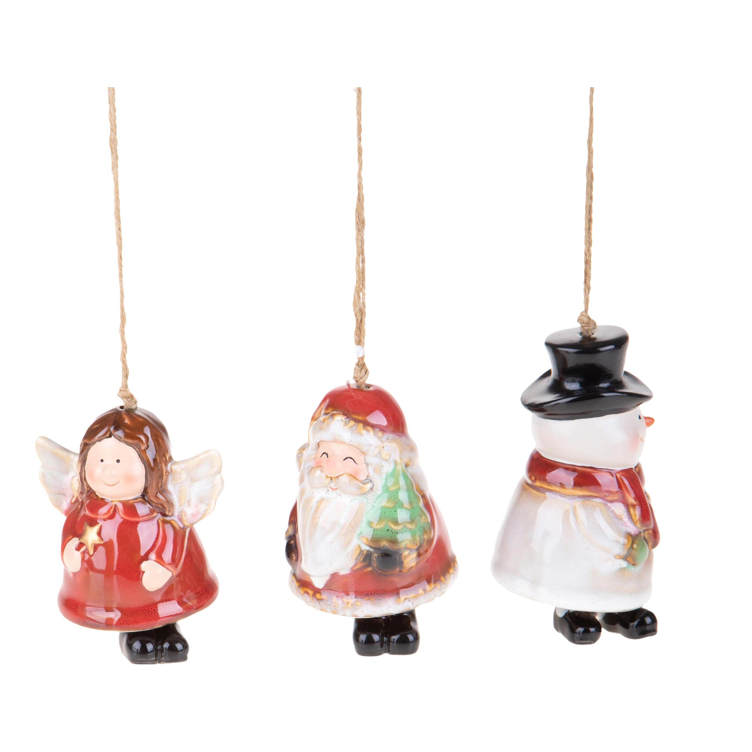 Sogg.Natale da Appendere - Pezzi 3 - 6,5xH8,2x6,5cm - Bianchi Dino SpA