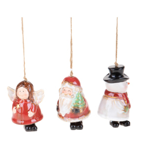 Sogg.Natale da Appendere - Pezzi 3 - 6,5xH8,2x6,5cm - Bianchi Dino SpA