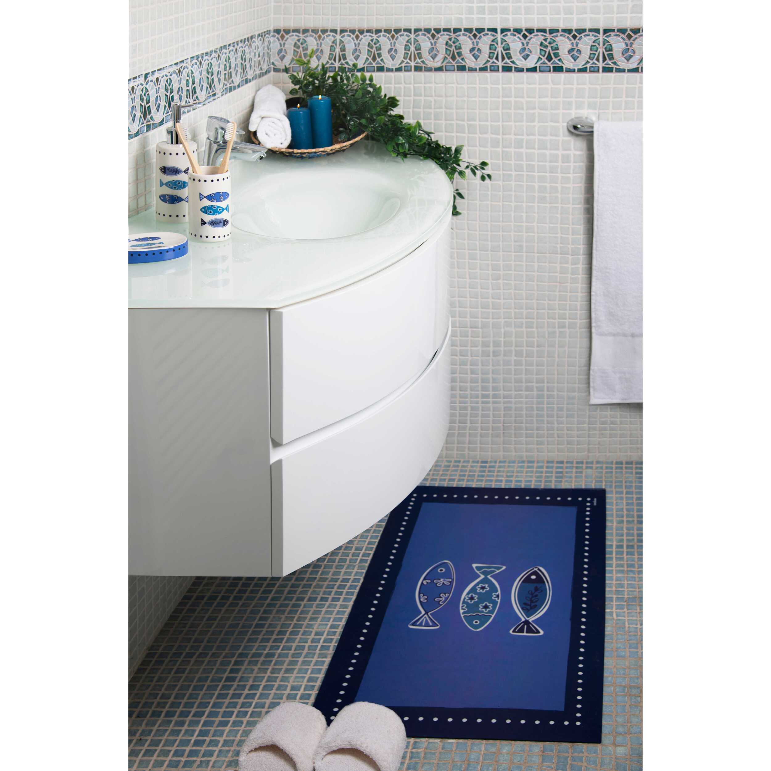 Tappeto da Bagno Soft Excelsa- Ocean, Gomma Blu