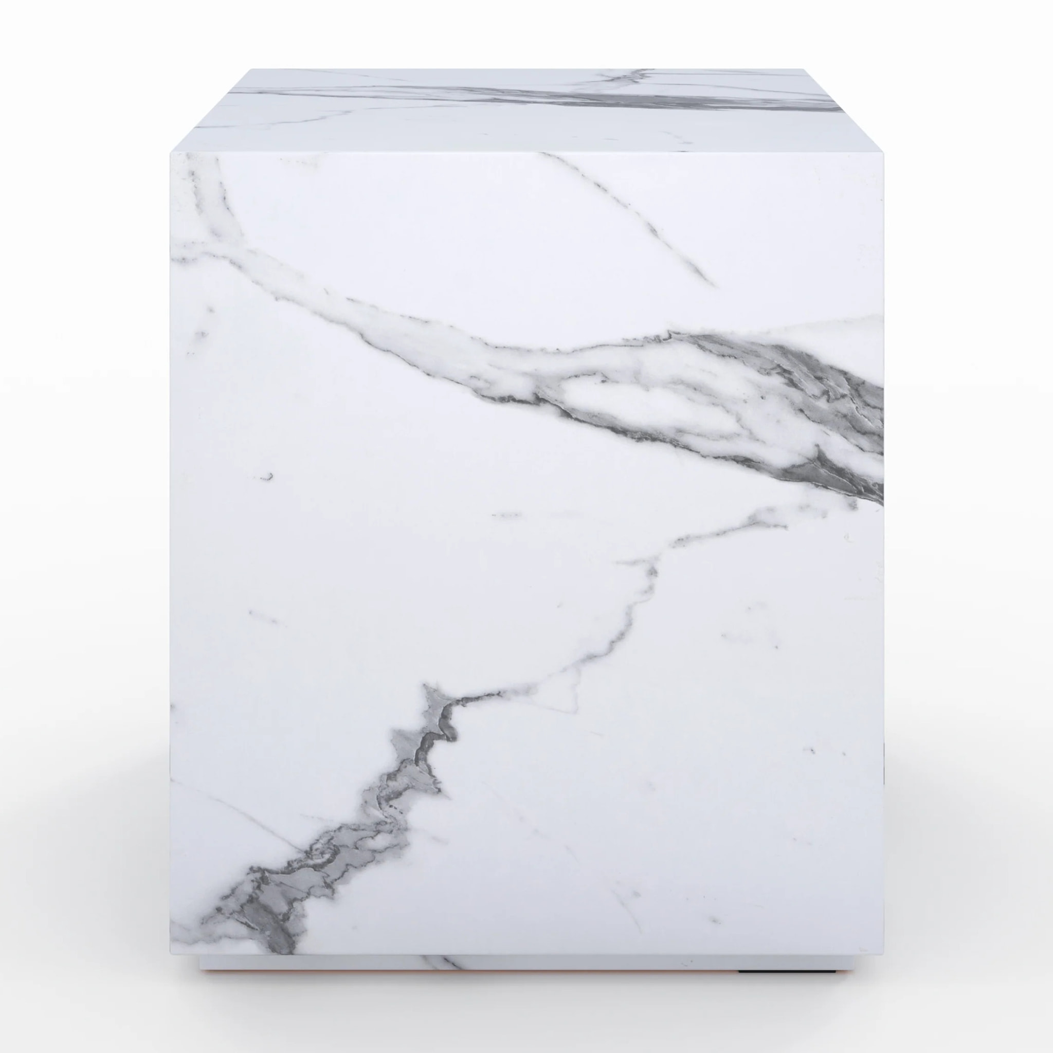 Table d'appoint effet marbre blanche - Lison