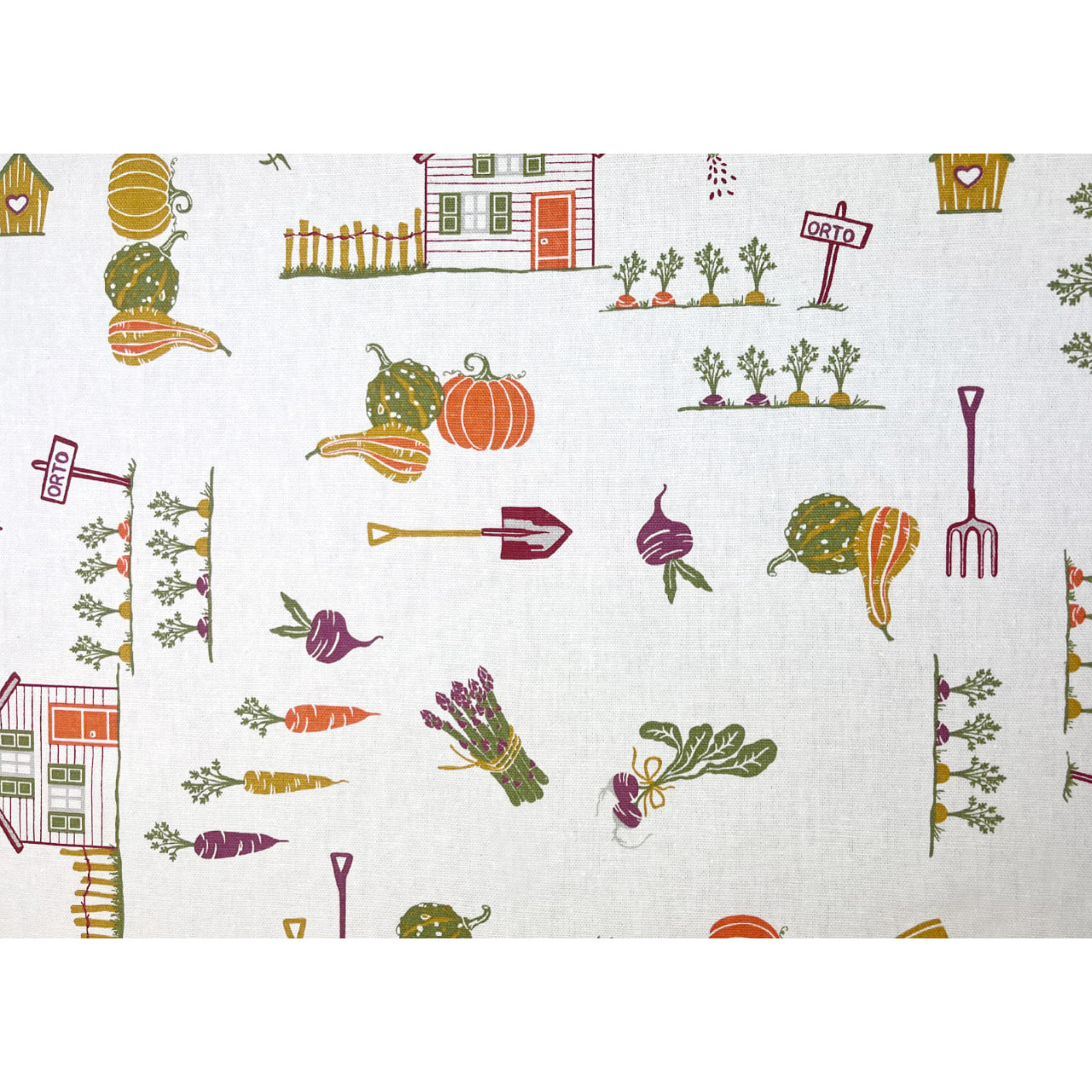 Tovaglia Cucina In 100% Cotone Made In Italy Disegno Ortaggi 140x240