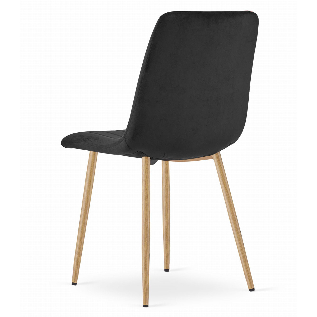Sedia da pranzo Lava in velluto nero e gambe effetto legno