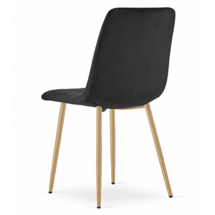 Sedia da pranzo Lava in velluto nero e gambe effetto legno