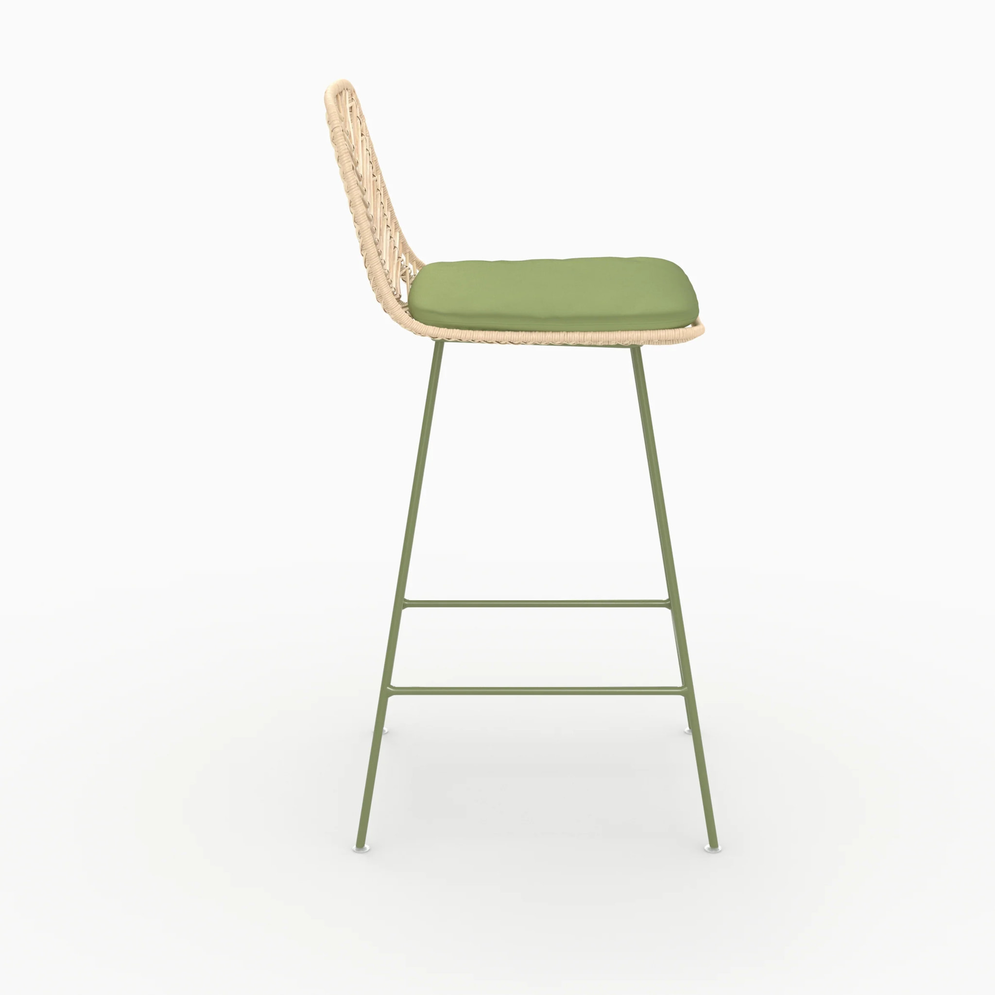 Lot de 2 chaises pour îlot central 66 cm en rotin et tissu vert - Tamara