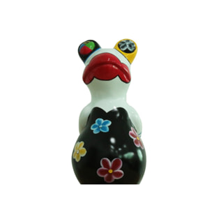 Statue grenouille debout en résine motifs fleurs H46cm - FROGGY 01