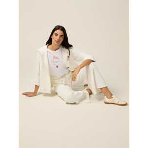 Oltre - Pantalones palazzo de jersey de modal mixto - Blanco