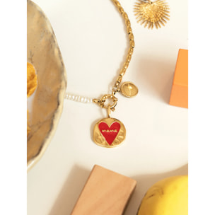 Collar New Pearl Acero Baño Oro