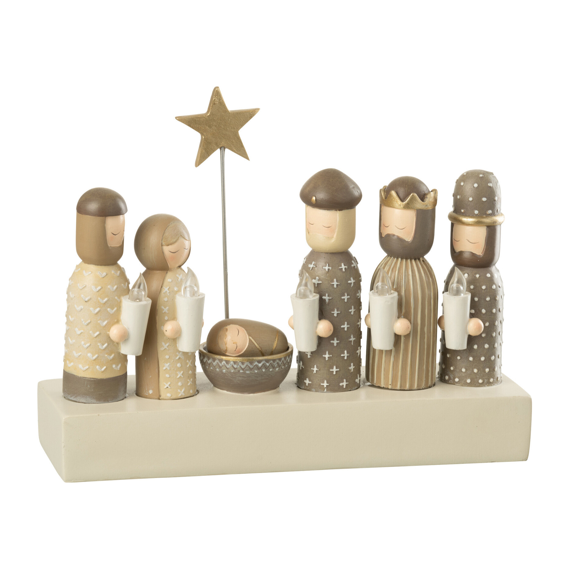 J-Line décoration Crèche Bougies - polyrésine - mix - LED