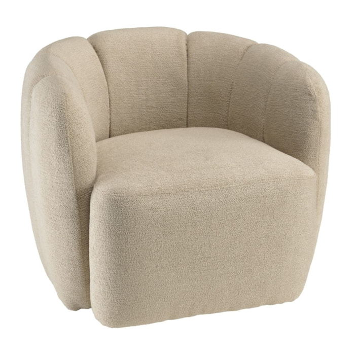 AGATHE - Fauteuil rembourré en tissu beige
