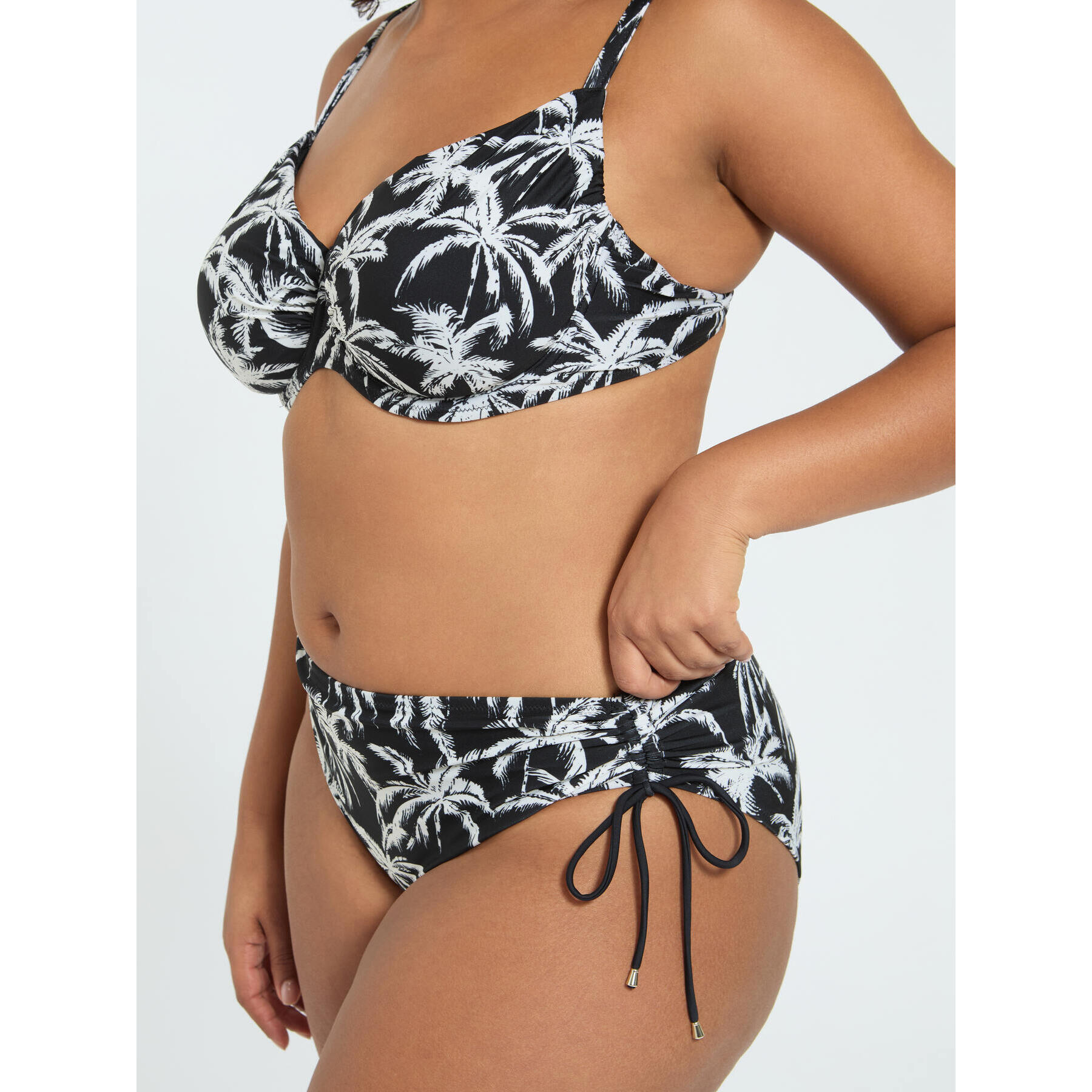 Fiorella Rubino - Bikini con estampado tropical y lazos - Negro