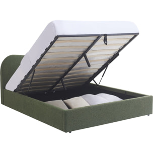 Lit coffre avec tête de lit en tissu bouclé - SUZON