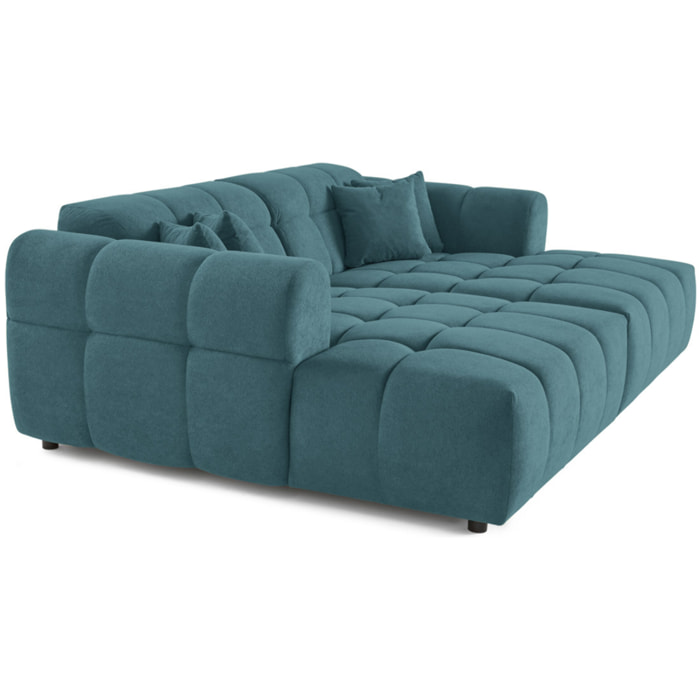 Ray - canapé droit 4 places avec double méridienne - assise profonde - en tissu texturé - Bleu grisé