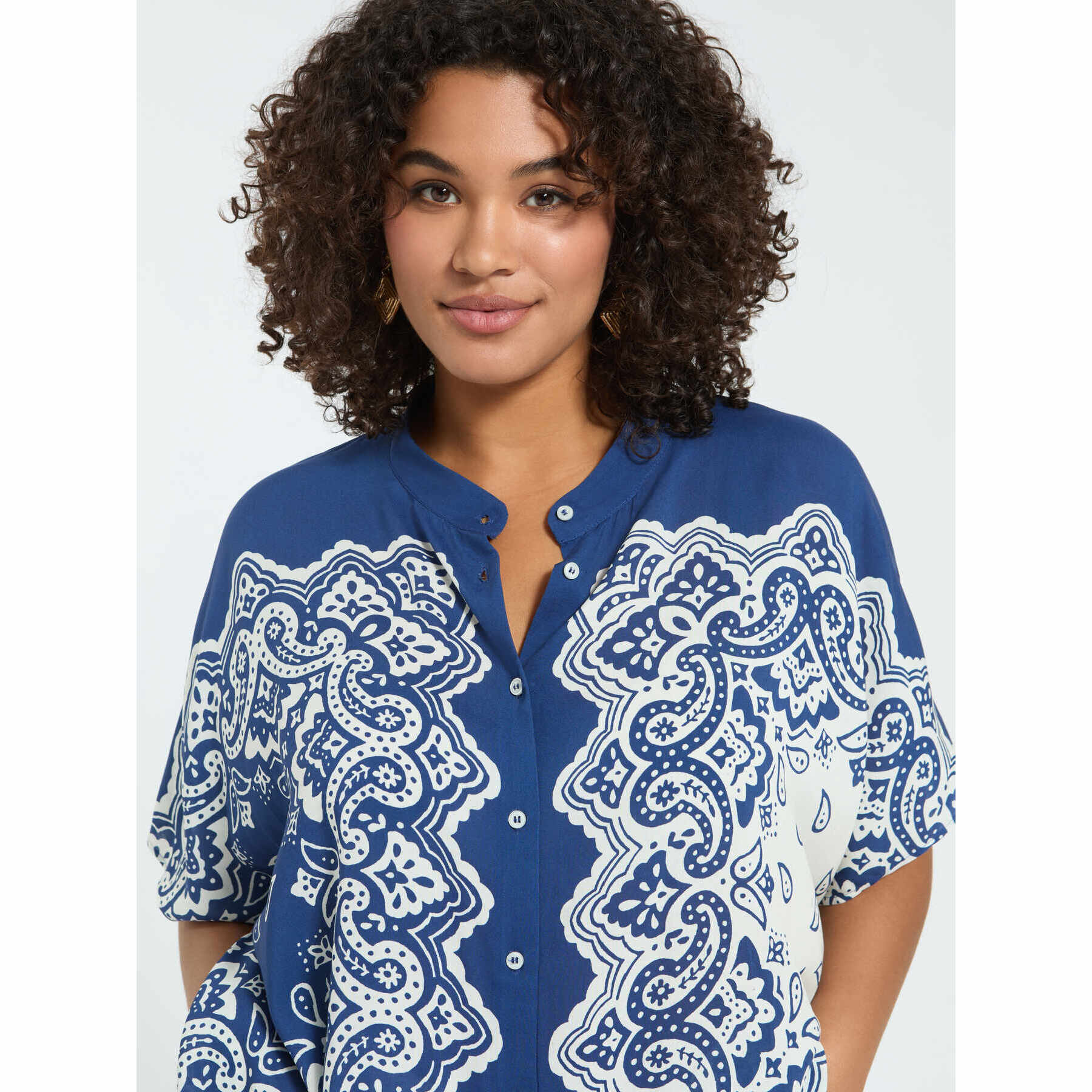 Fiorella Rubino - Blusa stampa bandana in viscosa - Blu