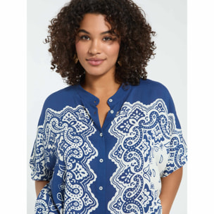 Fiorella Rubino - Blusa stampa bandana in viscosa - Blu