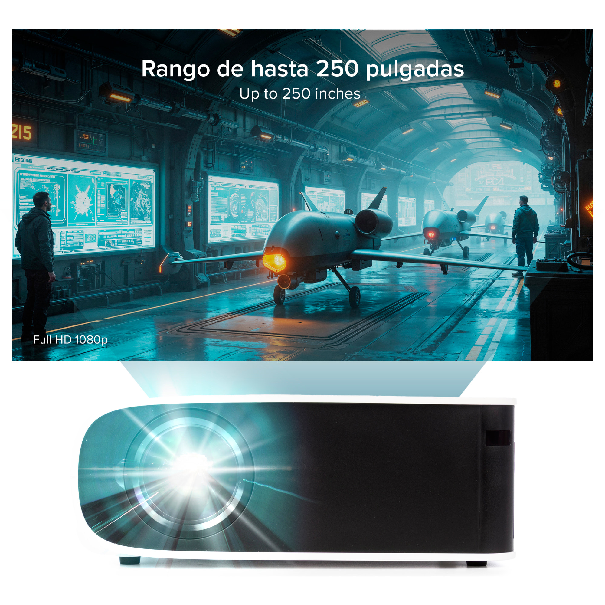 Videoproyector LCD W35 con 150 lúmenes ANSI, soporte Full HD 1080p, duplicación de pantalla inalámbrica.
