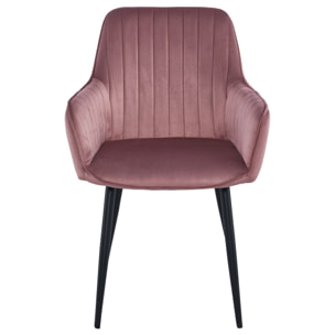 Sedia Solden in velluto rosa antico con gambe nere