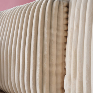 Canapé d'angle réversible convertible en tissu effet fourrure blanc crème avec coffre de rangement - Ida