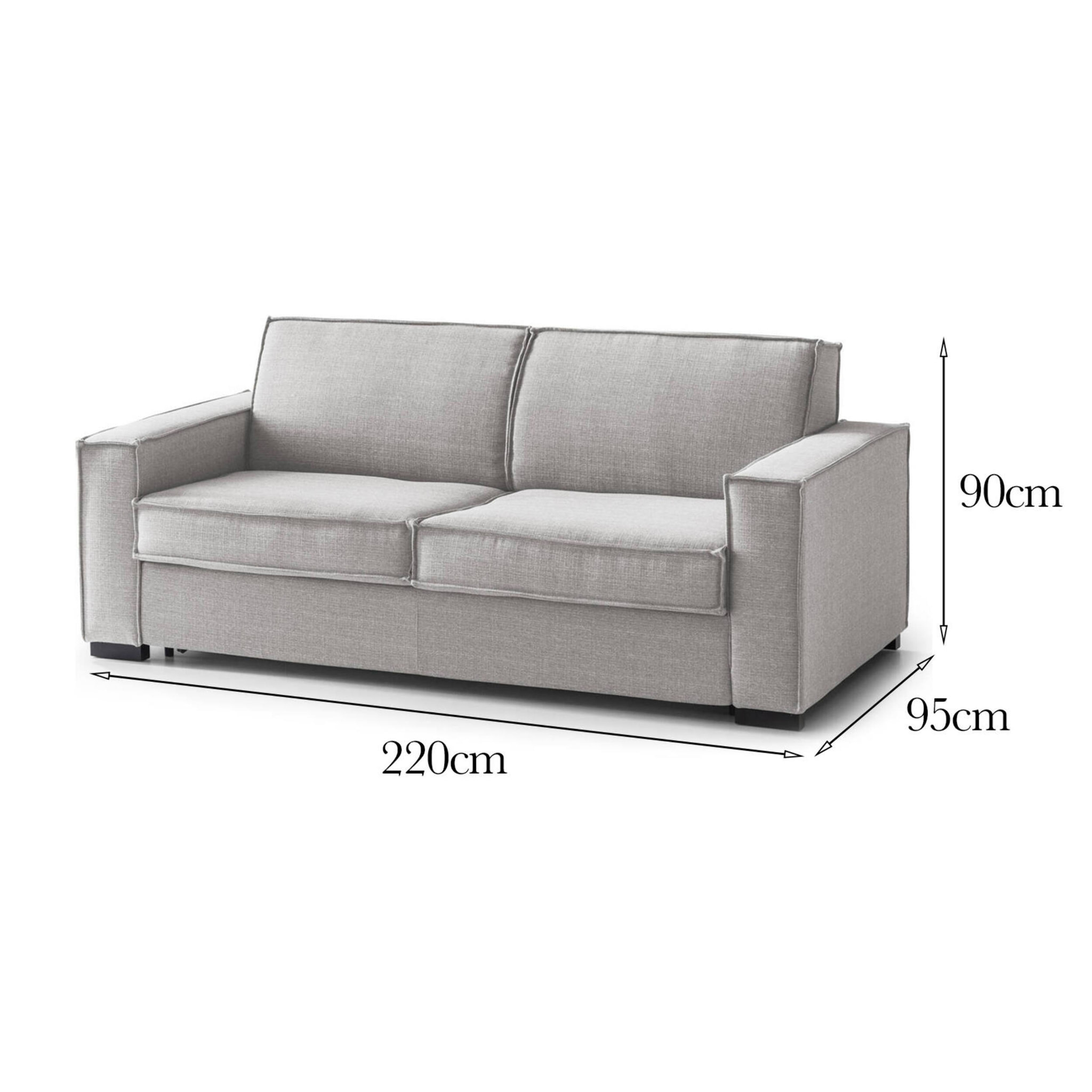 Divano fisso Ylenia, Divano a 3 posti, 100% Made in Italy, Sofà Soggiorno in tessuto, con Braccioli standard, Cm 220x95h90, Grigio