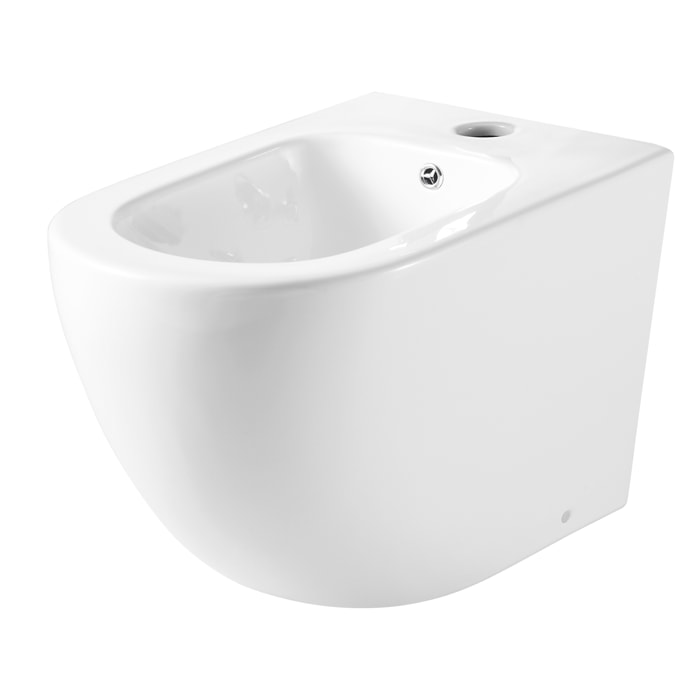Bidet En Céramique Blanc | Bidet Compact Au Sol | Sortie Mural | Équipé D'Un Trou Pour Robinet, Pour Débordement Et Pour Drainage | Alday