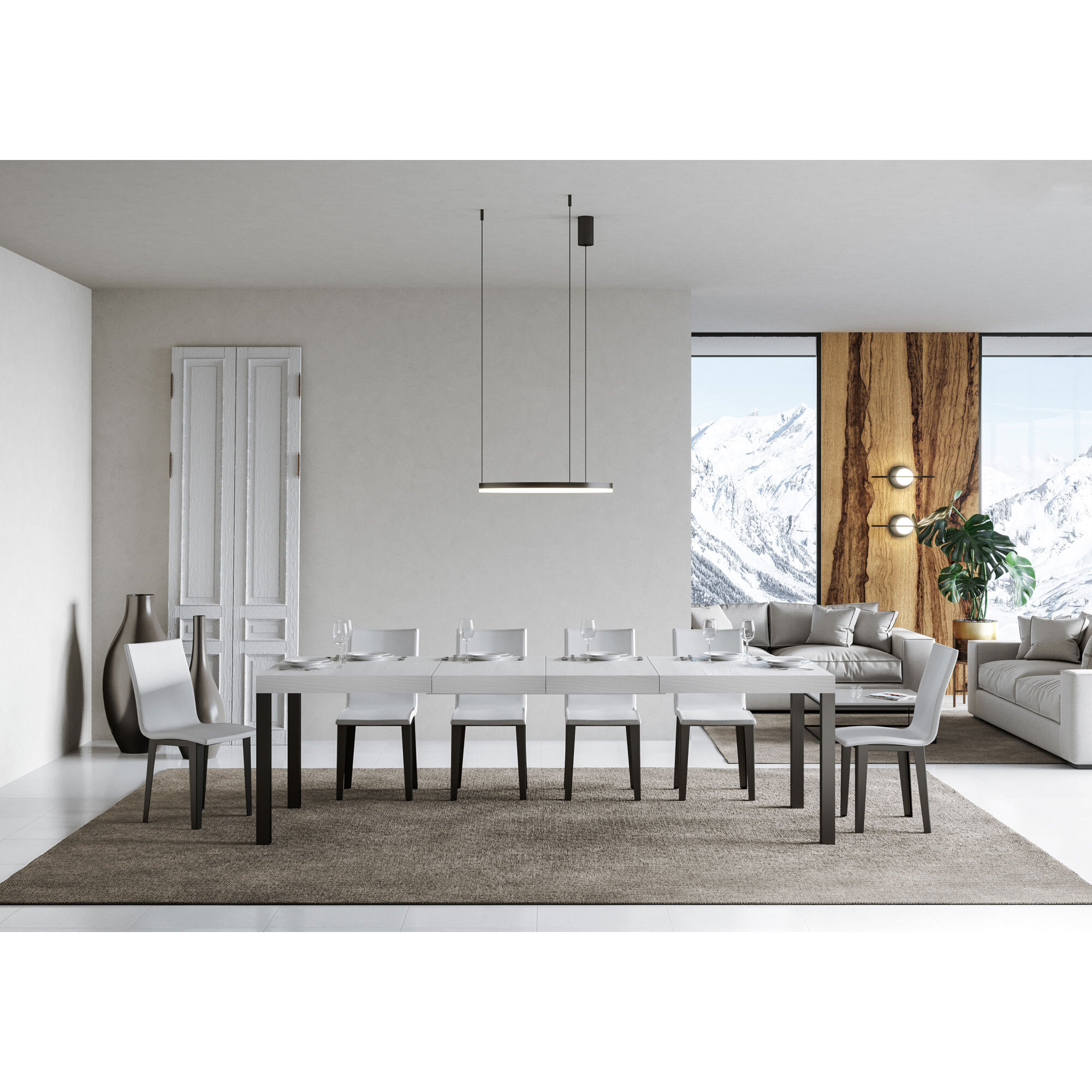 Tavolo allungabile 90x180/284 cm Everyday Premium Bianco Frassino telaio Antracite