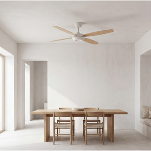 Forlight Ventilador Kudari Blanco Madera clara Blanco