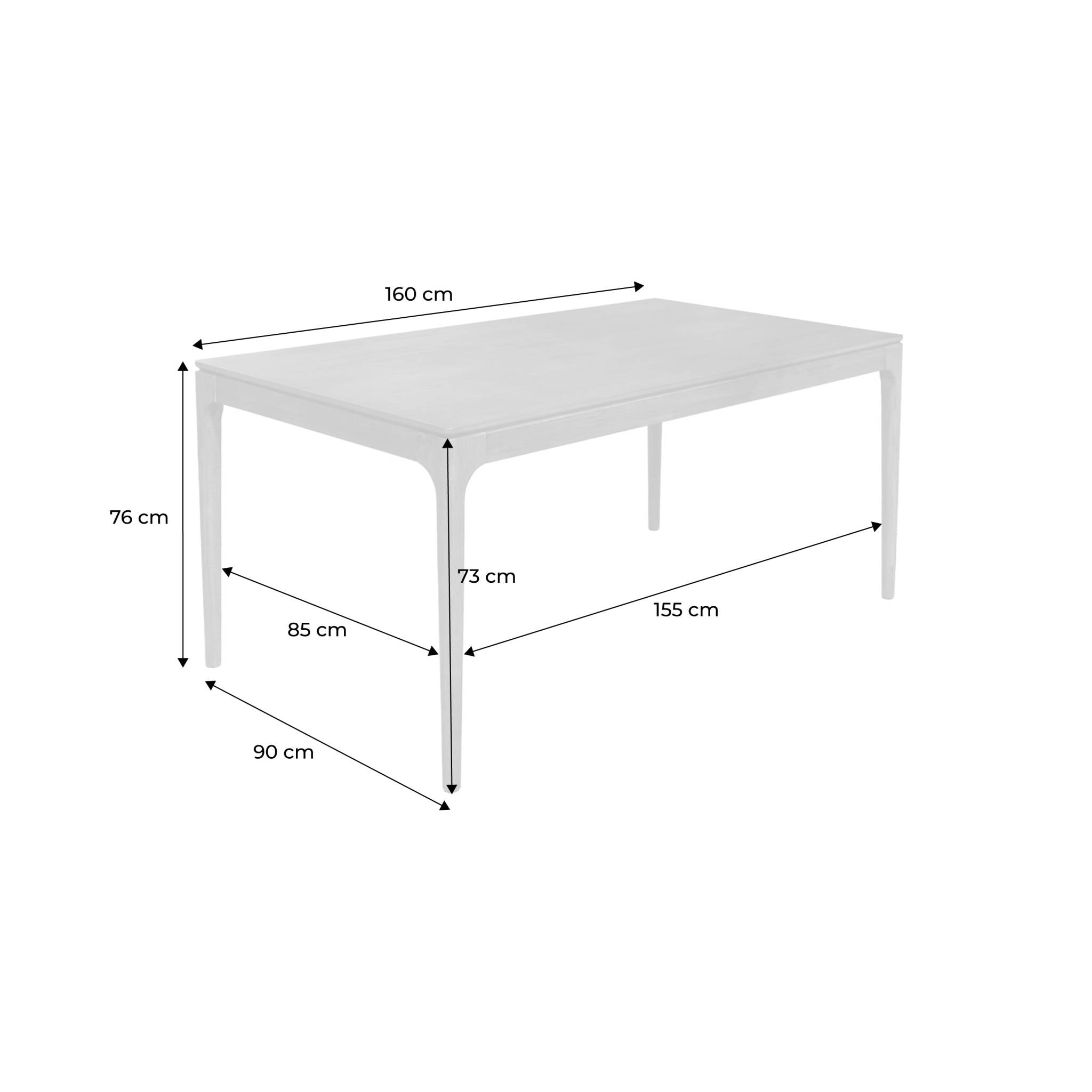 Table à manger rectangulaire noyer bois d'hévéa et placage frêne 6 places Elena