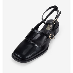 Zapatos Mary Jane destalonados negros con tacón