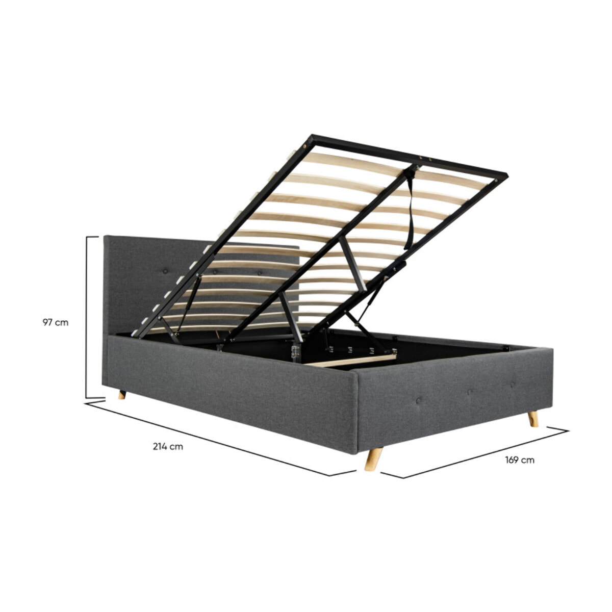 Lit coffre double scandinave lulea - Gris anthracite
