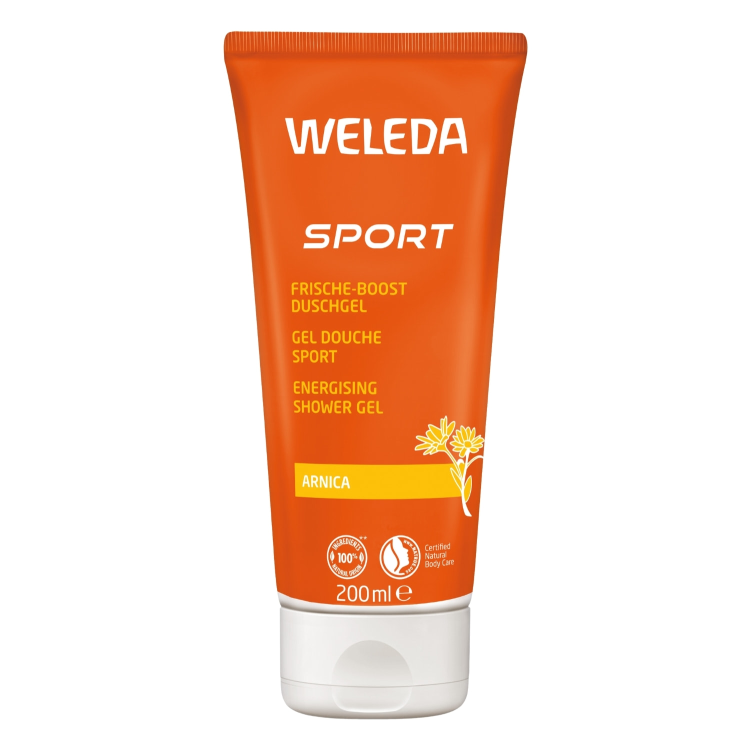 WELEDA - Pack Nomade - Gel Douche Sport Arnica + Roller Arnica - Nettoie, raffraîchit et relaxe - Après l'effort - Vegan* - Certifié Natrue** - Tube 200ml + Roll-on 75ml