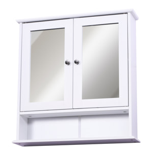 Armoire murale étagère salle de bain 56L x 13l x 58H cm double porte miroir étagère réglable MDF blanc