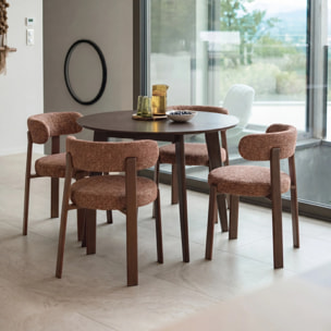 Lot de 2 chaises en tissu texturé brun canelle, pieds en métal - Aura