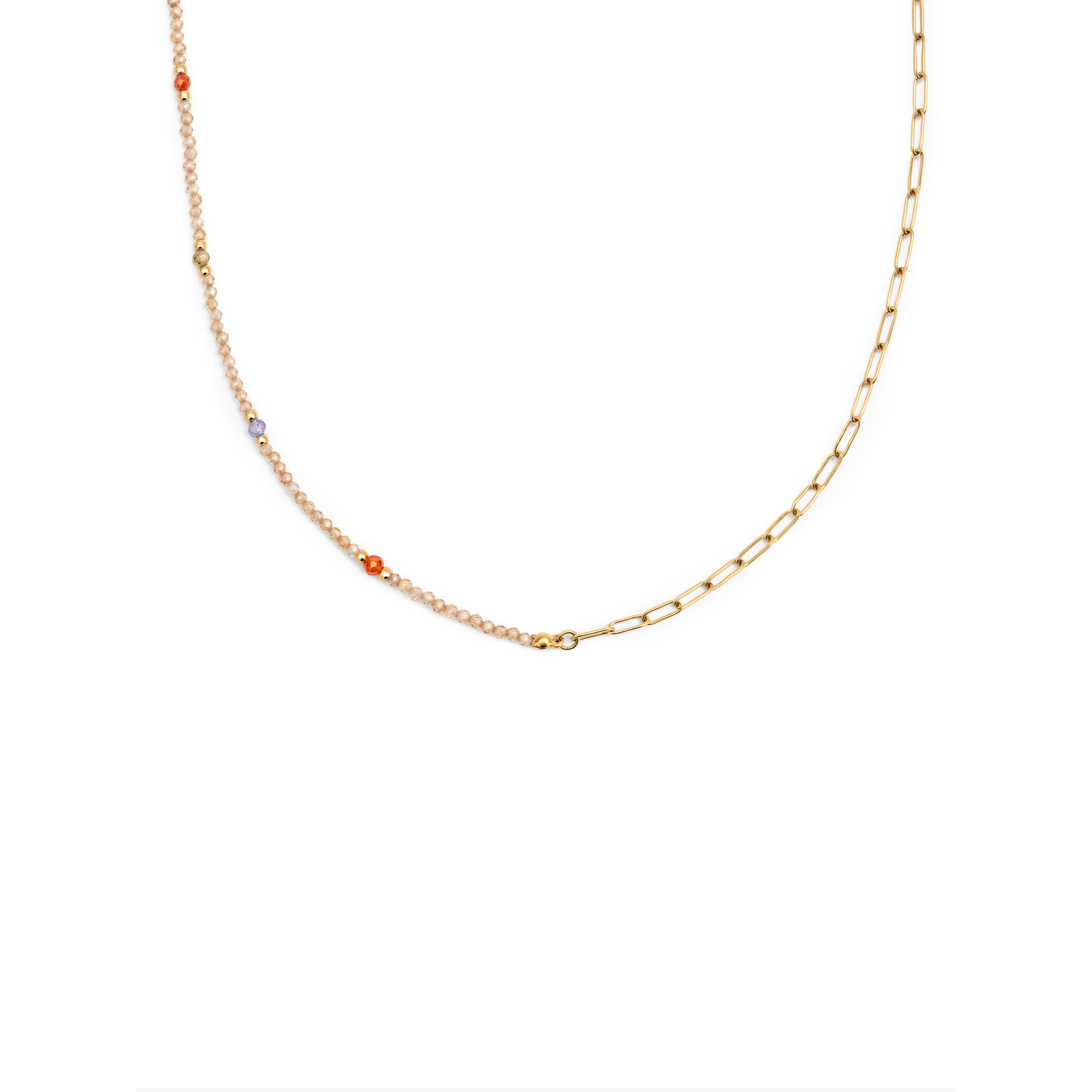 Collar Long Glam Acero Baño Oro